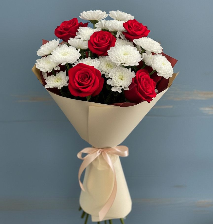 Букет цветов из: Розы и Хризантемы в Красноярской Ростовская область