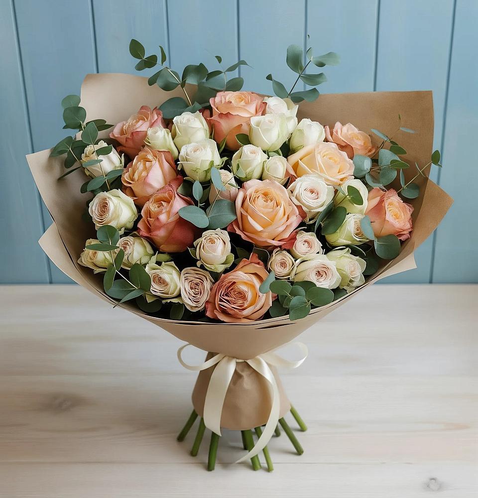 Букет цветов из: Альстромерии и Розы в Красноярской Ростовская область