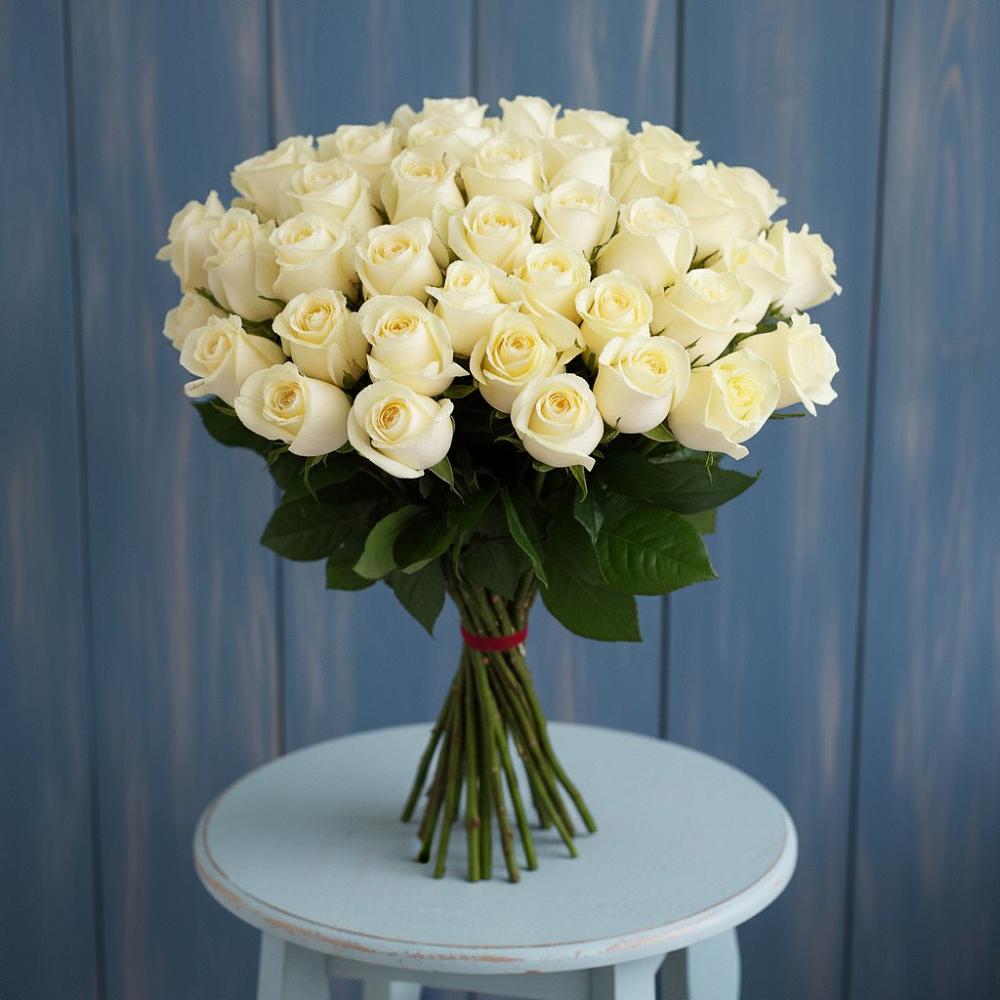Букет 51 Белая роза Эдлесс Лав в Красноярской Ростовская область