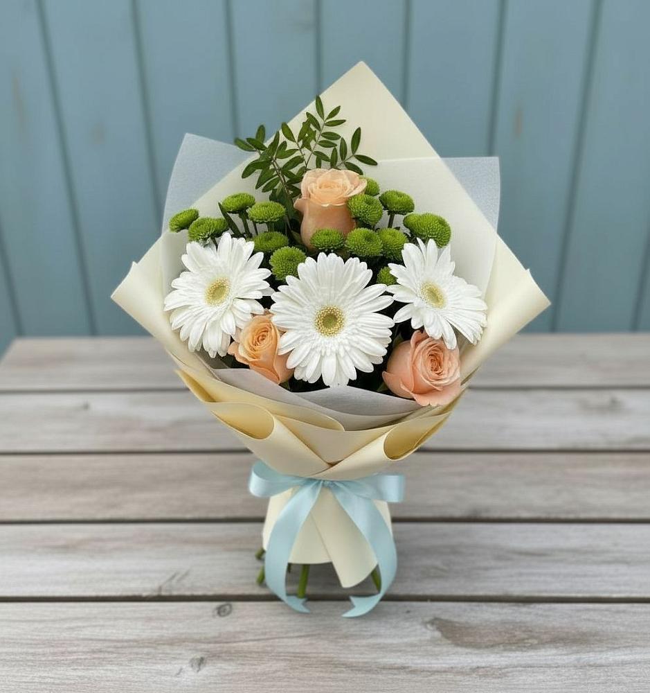 Букет цветов из: Герберы, Розы и Хризантемы в Красноярской Ростовская область