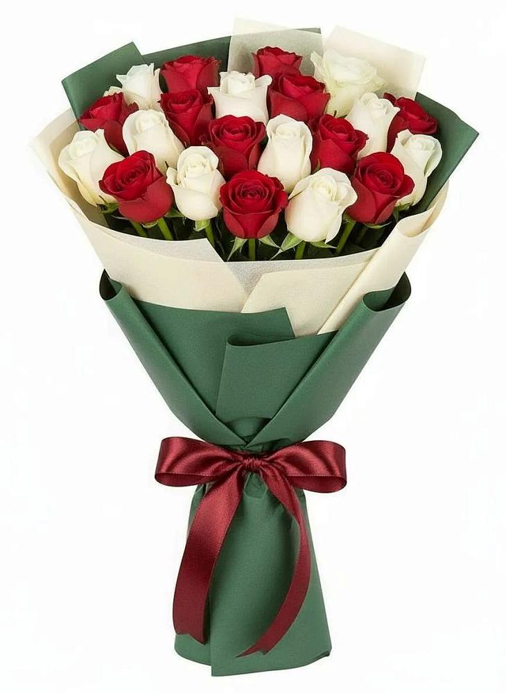 Букет Микс из красных и белых роз в Красноярской Ростовская область