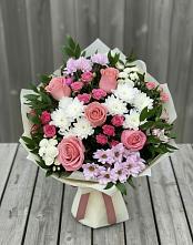 Букет цветов из:  Альстромерии, Гвоздики, Розы и Хризантемы #REPLACE_PRED# Красноярской Ростовская область