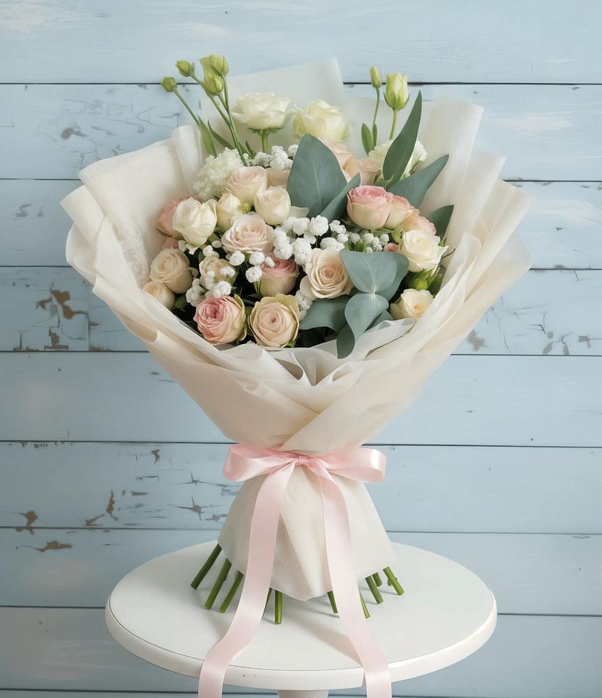 Букет цветов из: Розы и Лизиантусы в Красноярской Ростовская область