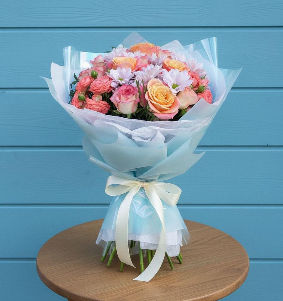 Букет цветов из: Хризантемы и Розы в Красноярской Ростовская область