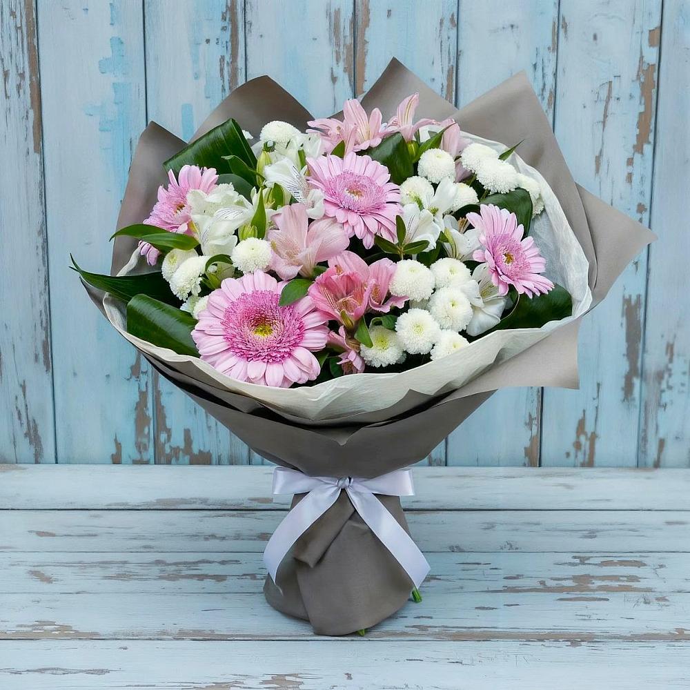 Букет цветов из: Герберы, Альстромерии и Хризантемы в Красноярской Ростовская область