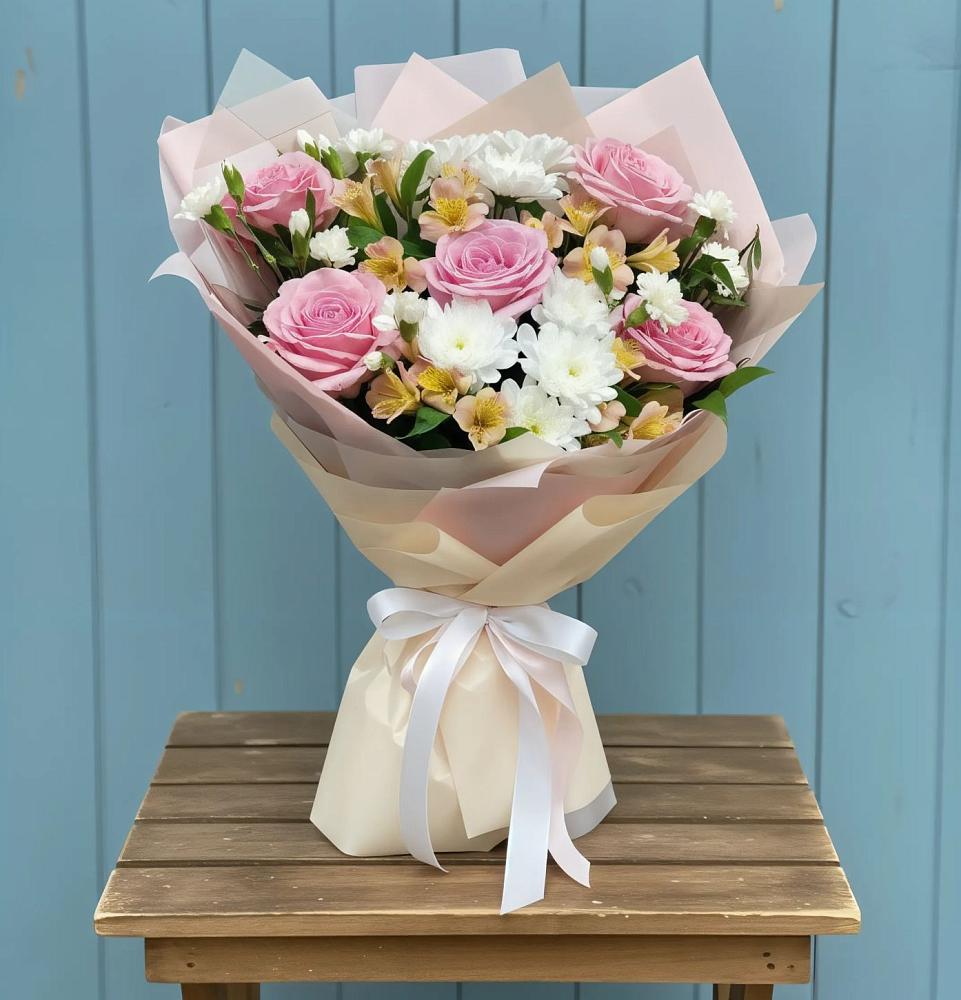 Букет цветов из: Гвоздики, Орхидеи и Розы в Красноярской Ростовская область