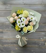Букет цветов из:  Альстромерии, Розы и Хризантемы в Красноярской Ростовская область